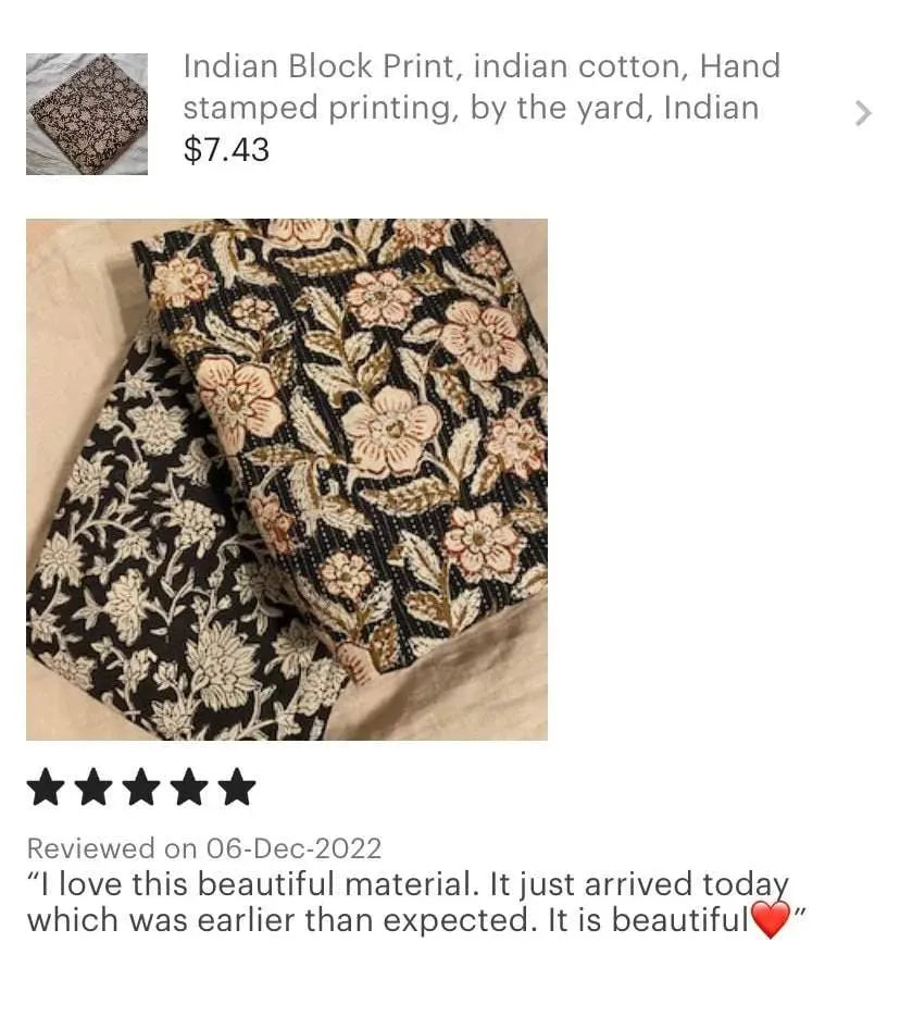 Sundra Indian Cotton Block Print Fabric