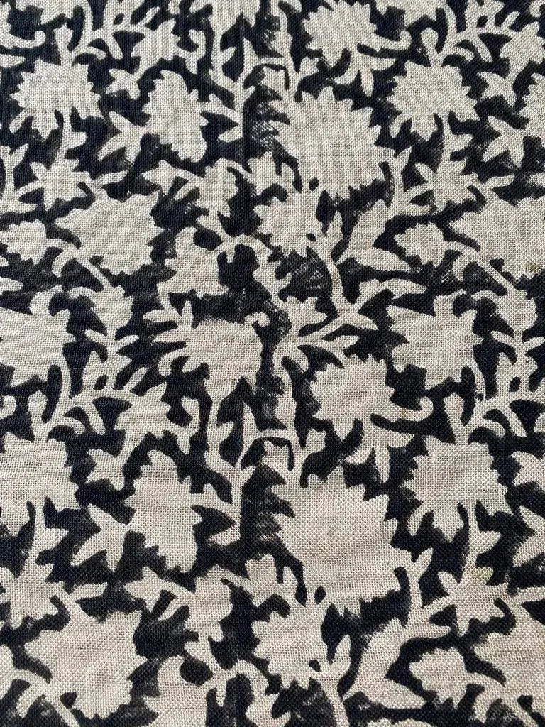 Myrren Block Print Handloom Linen Fabric