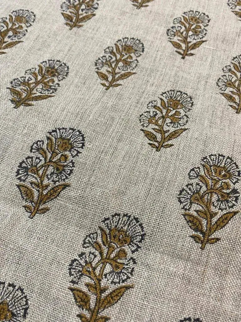Xalara Block Print Handloom Linen Fabric