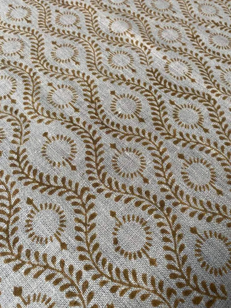 Sharra Motif Handloom Hand Block Linen Fabric