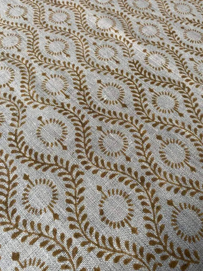 Sharra Motif Handloom Hand Block Linen Fabric