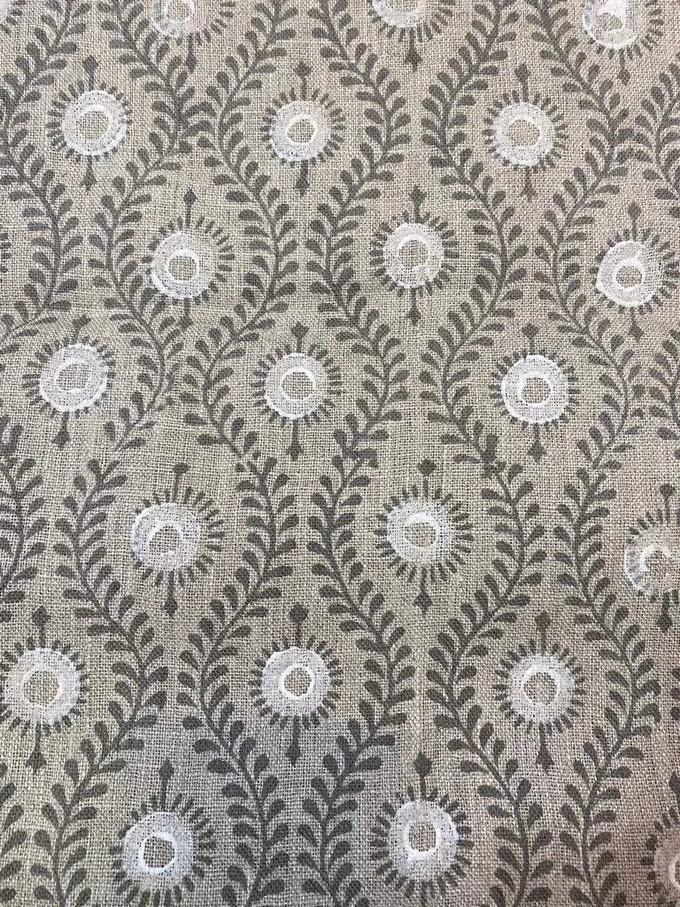Sharra Motif Handloom Hand Block Linen Fabric