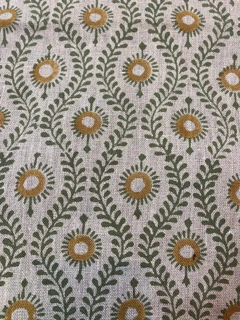 Sharra Block Print Handloom Linen Fabric
