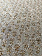 Natural Linen Fabric Indian Linen Fabric, Mustrad Color Booty , Block Printing Fabric, Designer Floral Printing on Fabric, Upholstery - Rohiyaan