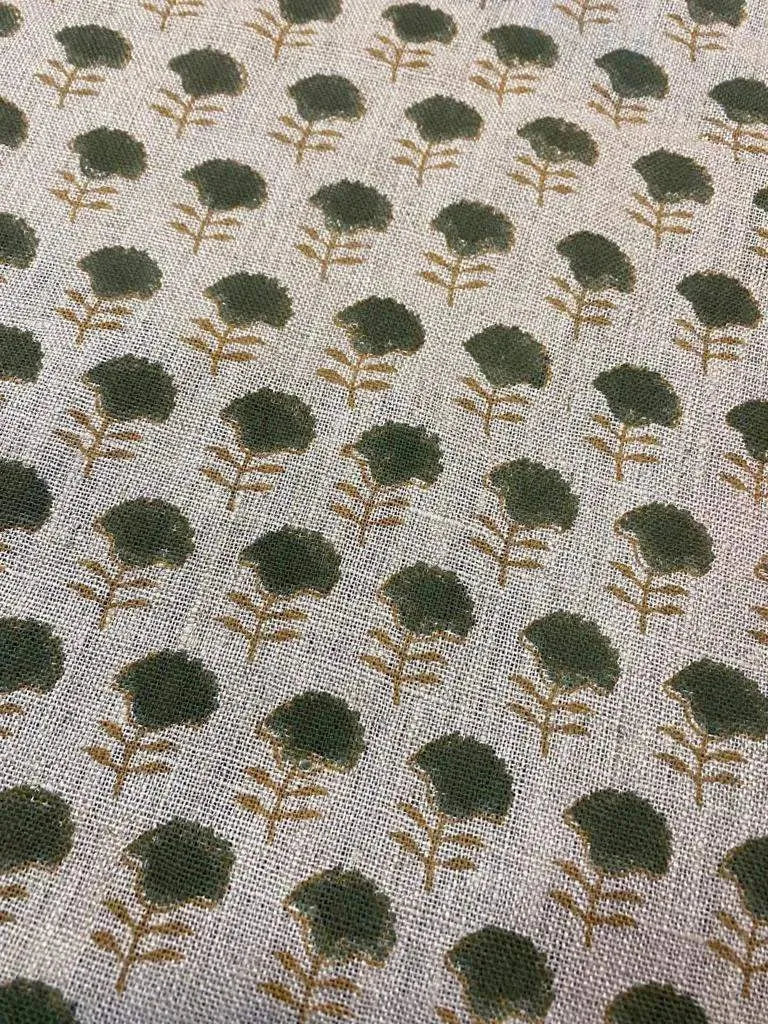 Mirelen Block Print Handloom Linen Fabric