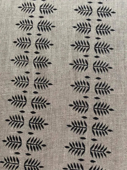 Natural Linen Fabric Indian Linen Fabric, Black colour, Block Printing Fabric, Designer Floral Printing on Fabric, Upholstery Fabric, Home - Maple Village Lane