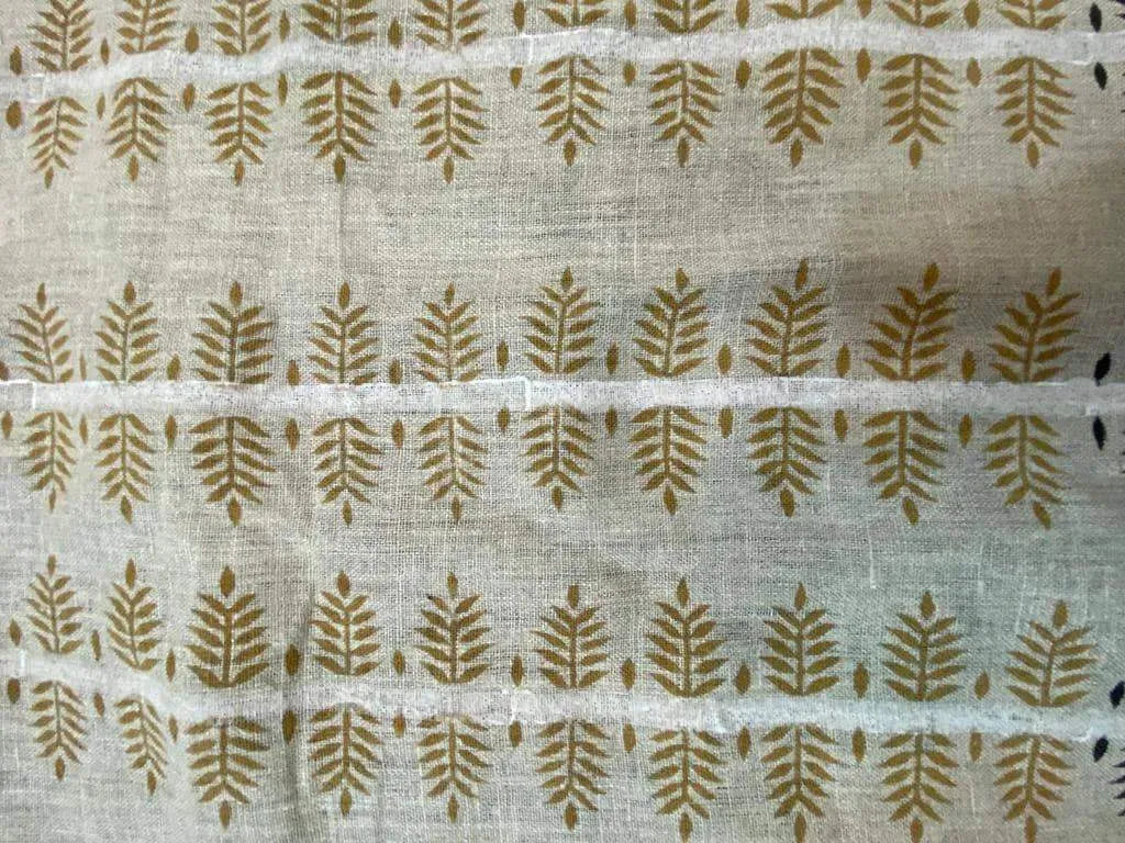 James Block Print Handloom Linen Fabric