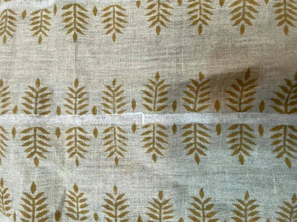 James Block Print Handloom Linen Fabric