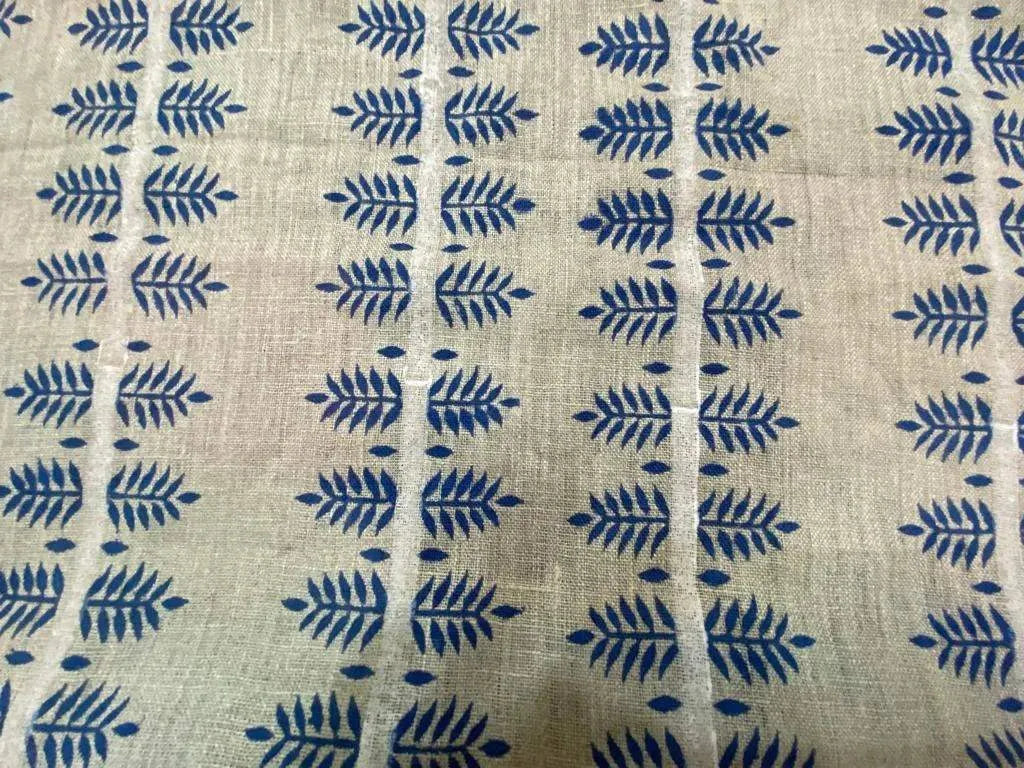 Bravelle Block Print Handloom Linen Fabric