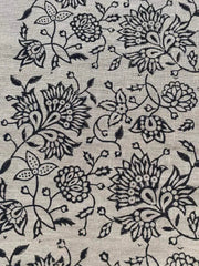 Block Print Fabric, Floral Print Linen, By the yards, Pillow Cover Fabric, For Table Cloth, Hand Woven Thick Linen Fabric For Upholstery - Rohiyaan