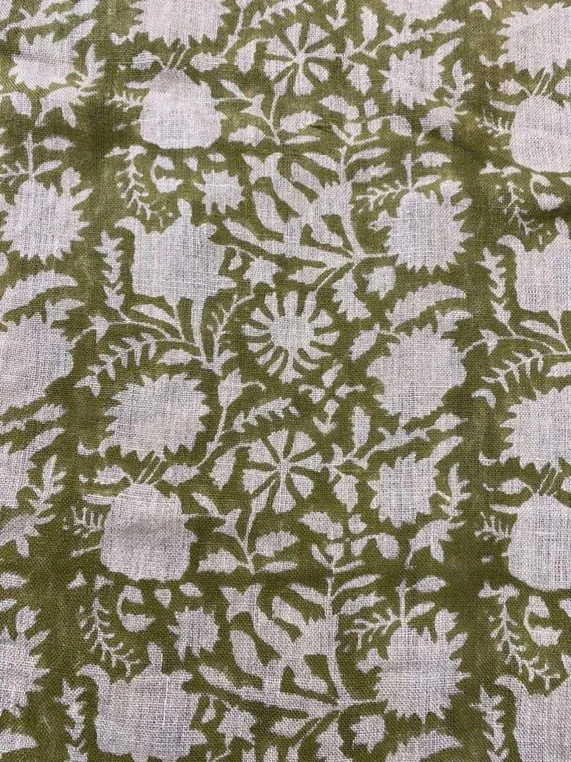 Kaelwyn Block Print Handloom Linen Fabric