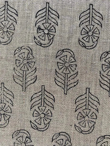 Block Print Fabric, Floral Print Linen, By the yards, Pillow Cover Fabric, For Table Cloth, Hand Woven Thick Linen Fabric For Upholstery - Maple Village Lane