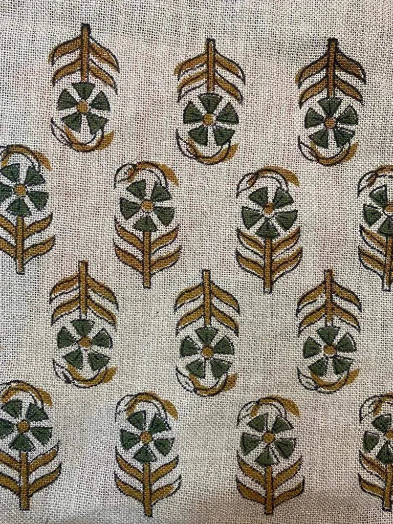 Quiselle Block Print Handloom Linen Fabric
