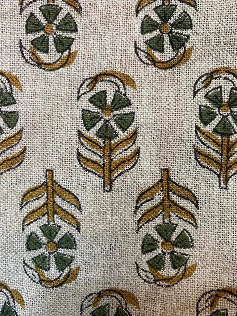 Quiselle Block Print Handloom Linen Fabric