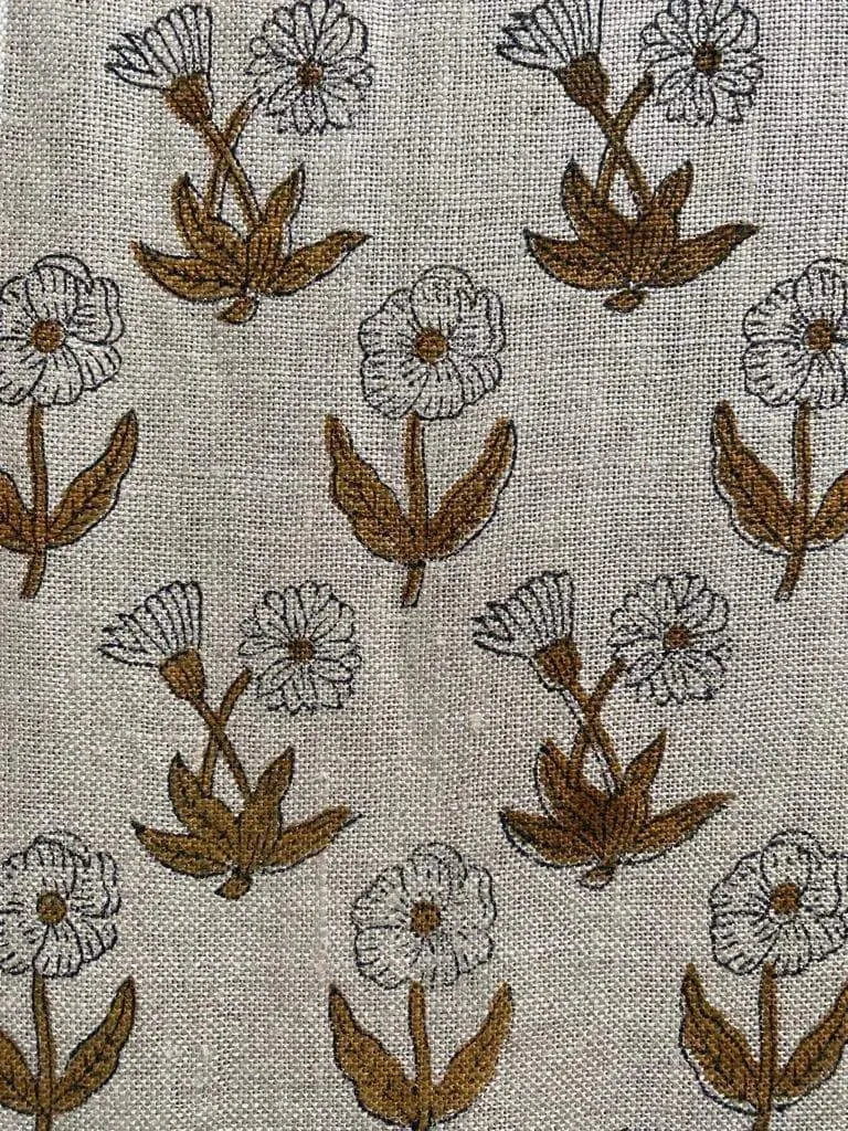 Pintrix Block Print Handloom Linen Fabric
