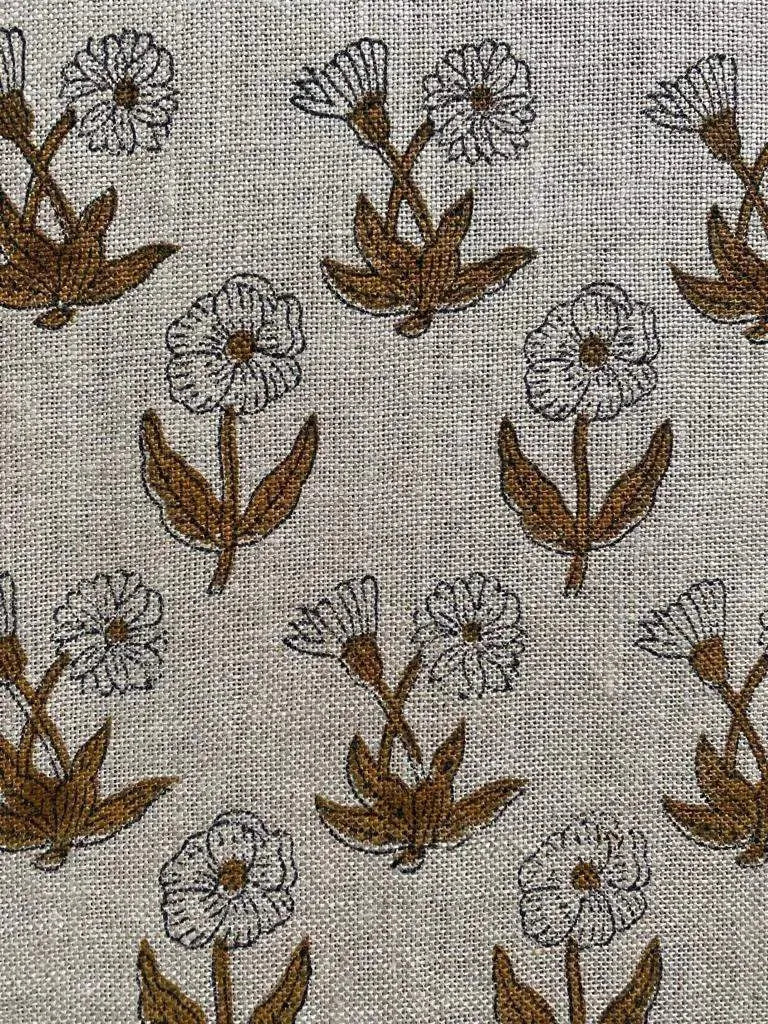 Pintrix Block Print Handloom Linen Fabric