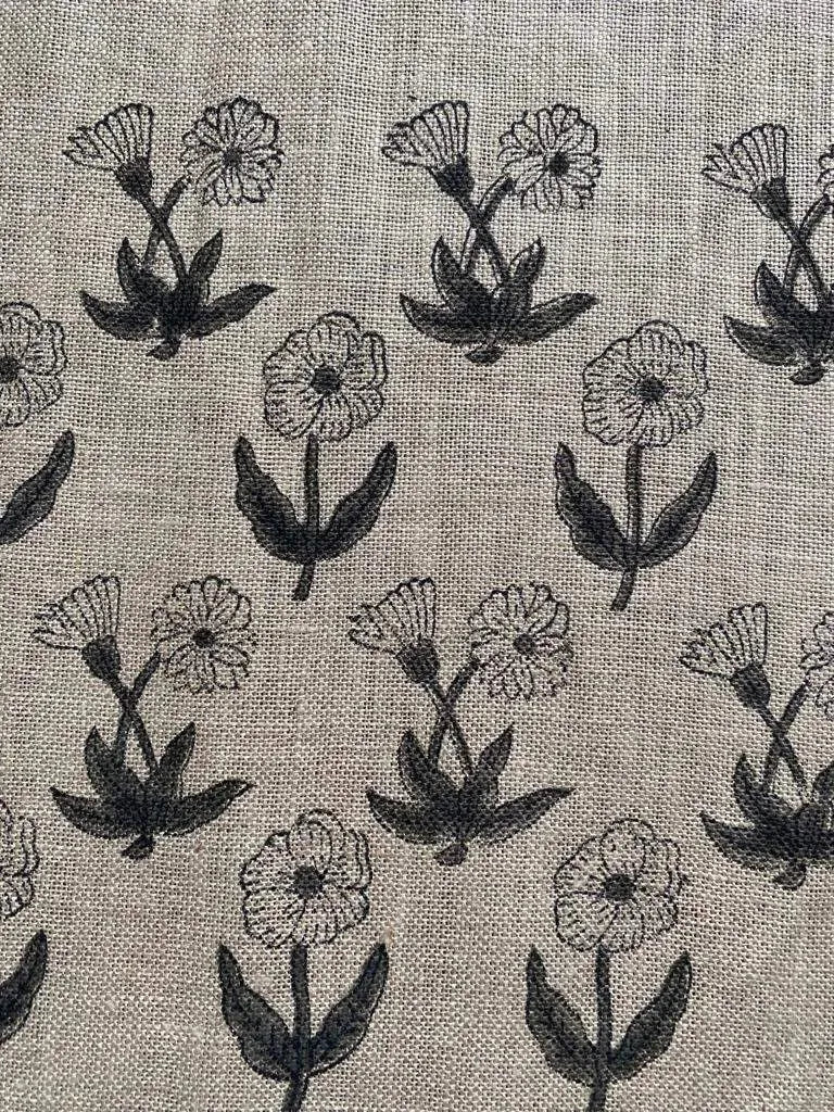 Priva Block Print Handloom Linen Fabric