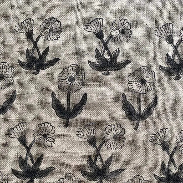 Wrylor Floral Block Print Linen Fabric