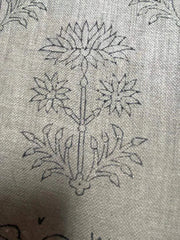 Handloom linen fabric designer indian hand block print heavy fabric pillowcases thick linen upholstery block printing art table cover - Rohiyaan