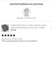 Indian Cotton Block Print Fabric by the Yard -Sewing and Quilting Fabric - Rohiyaan