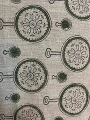 Clock Print linen fabric designer Indian hand block print heavy fabric pillowcases thick linen upholstery block printing art table cover - Rohiyaan