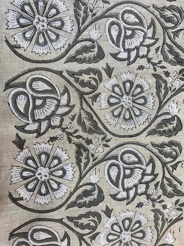 Evaris Block Print Handloom Linen Fabric