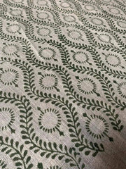 Sahara Motif Handloom Linen Fabric Linen Fabric Flower Olive Green Colour Upholstery Fabric, Pillow Cover ,Thick Linen Fabric - Rohiyaan