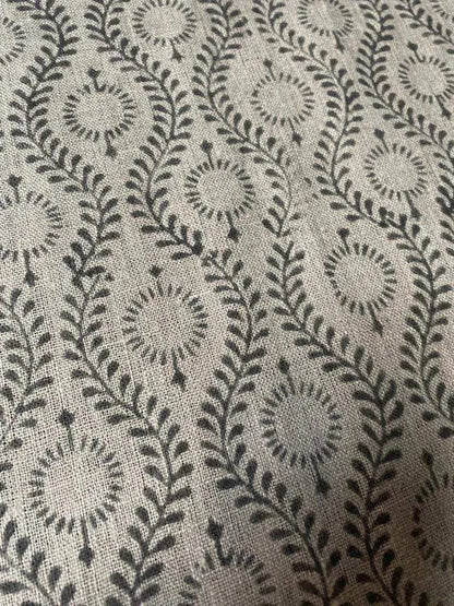 Sharra Motif Handloom Hand Block Linen Fabric