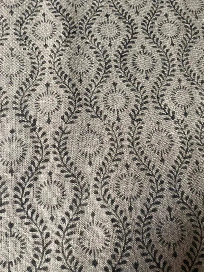 Sharra Motif Handloom Hand Block Linen Fabric
