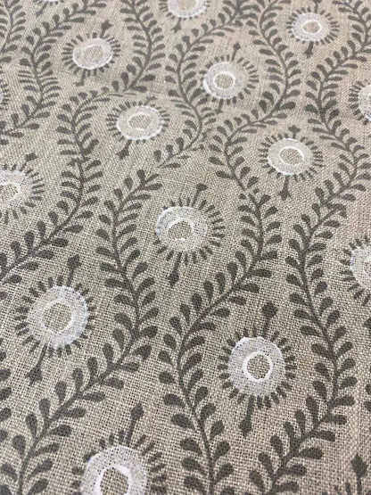 Sharra Motif Handloom Hand Block Linen Fabric