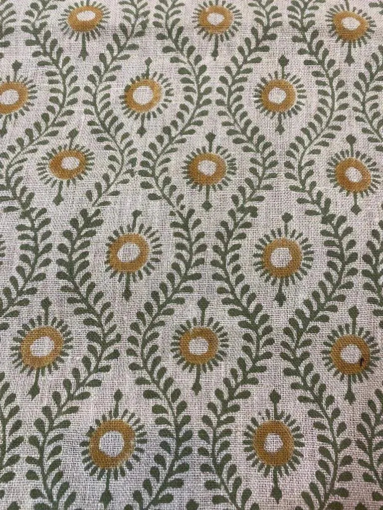 Sharra Block Print Handloom Linen Fabric