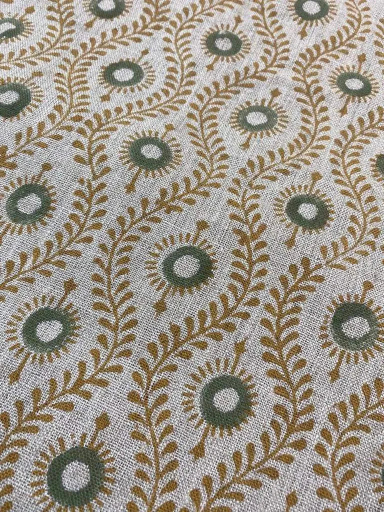 Sharra Motif Handloom Hand Block Linen Fabric