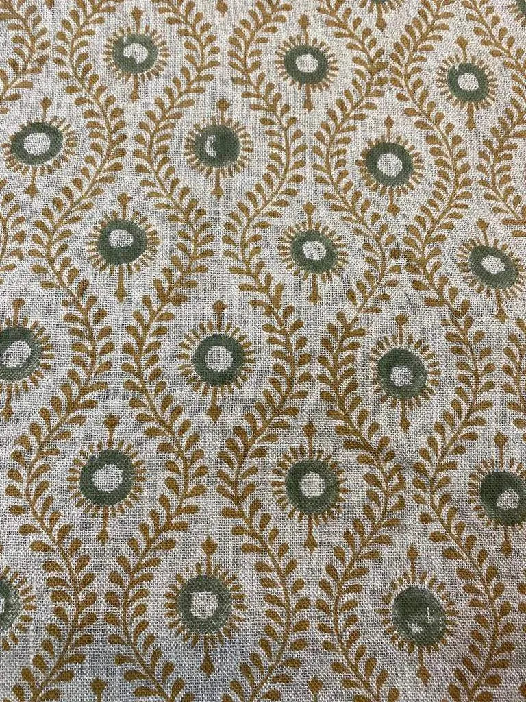 Sharra Motif Handloom Hand Block Linen Fabric