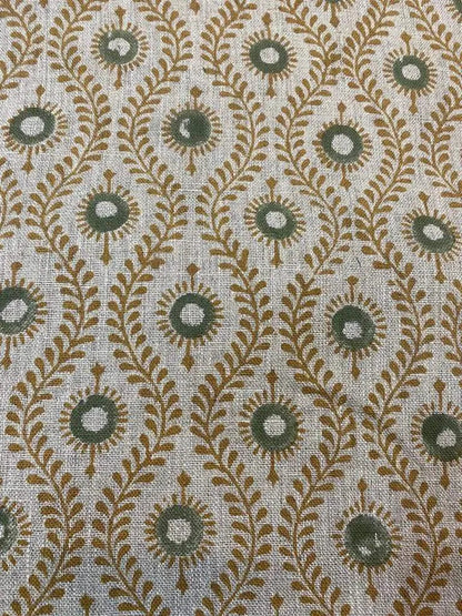 Sharra Motif Handloom Hand Block Linen Fabric