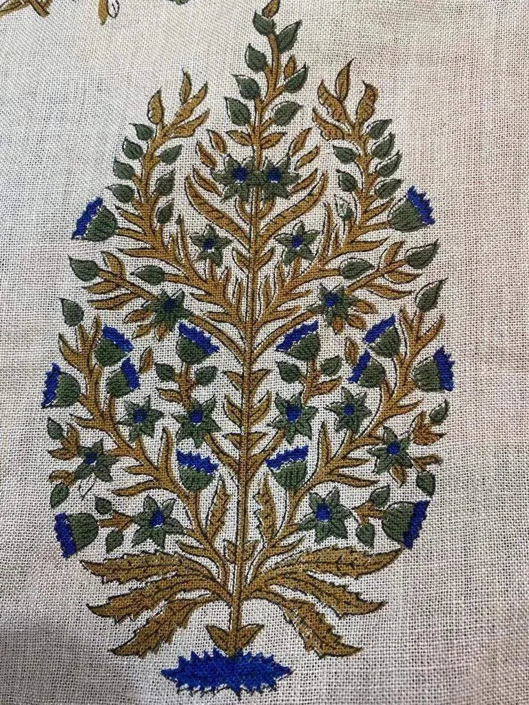 Linen fabric, Fabric by yard, Hand printed fabric, Block Print Fabric, Indian Fabric