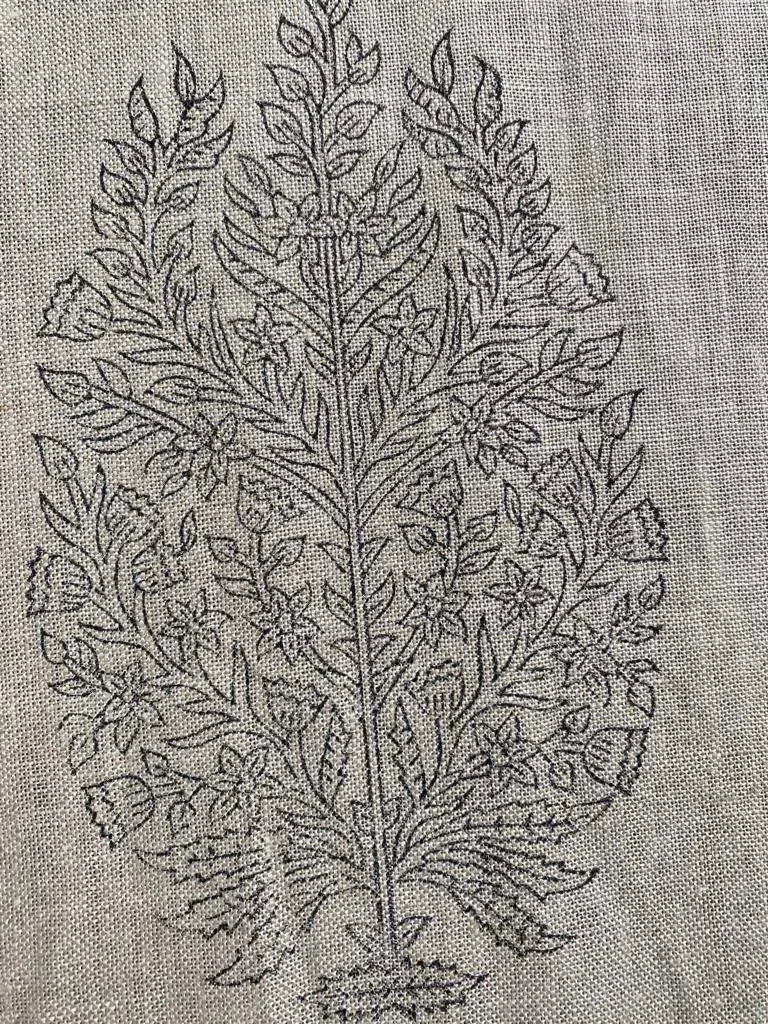 Draye Block Print Handloom Linen Fabric