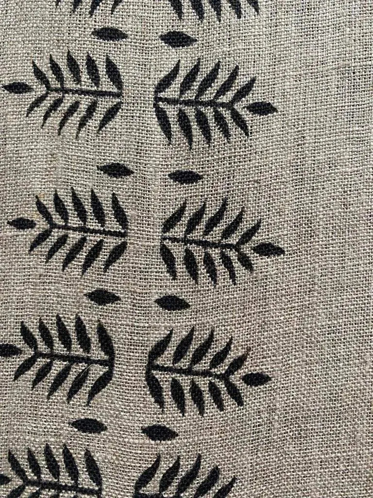 Olvine Block Print Handloom Linen Fabric