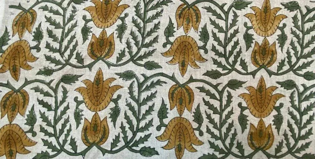 Lioraen Block Print Handloom Linen Fabric