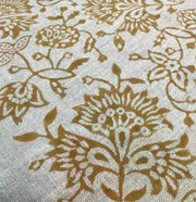 Block Print Fabric, Floral Print Linen, By the yards, Pillow Cover Fabric, For Table Cloth, Hand Woven Thick Linen Fabric For Upholstery - Rohiyaan