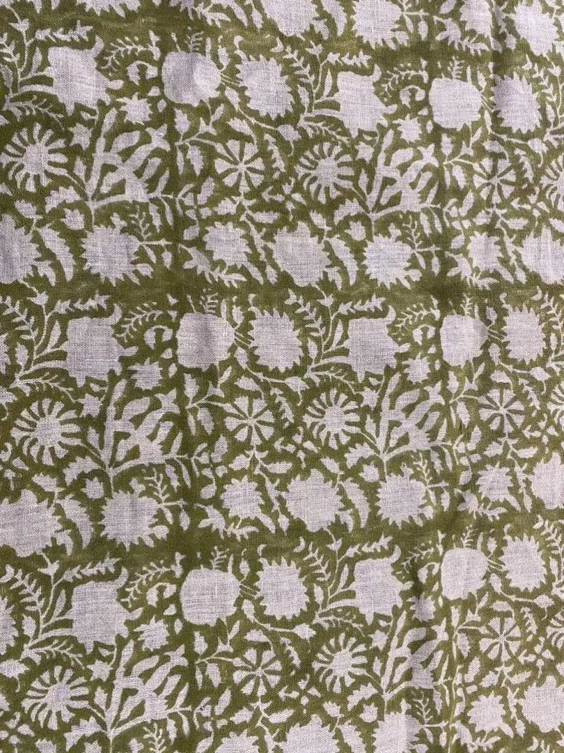Kaelwyn Block Print Handloom Linen Fabric