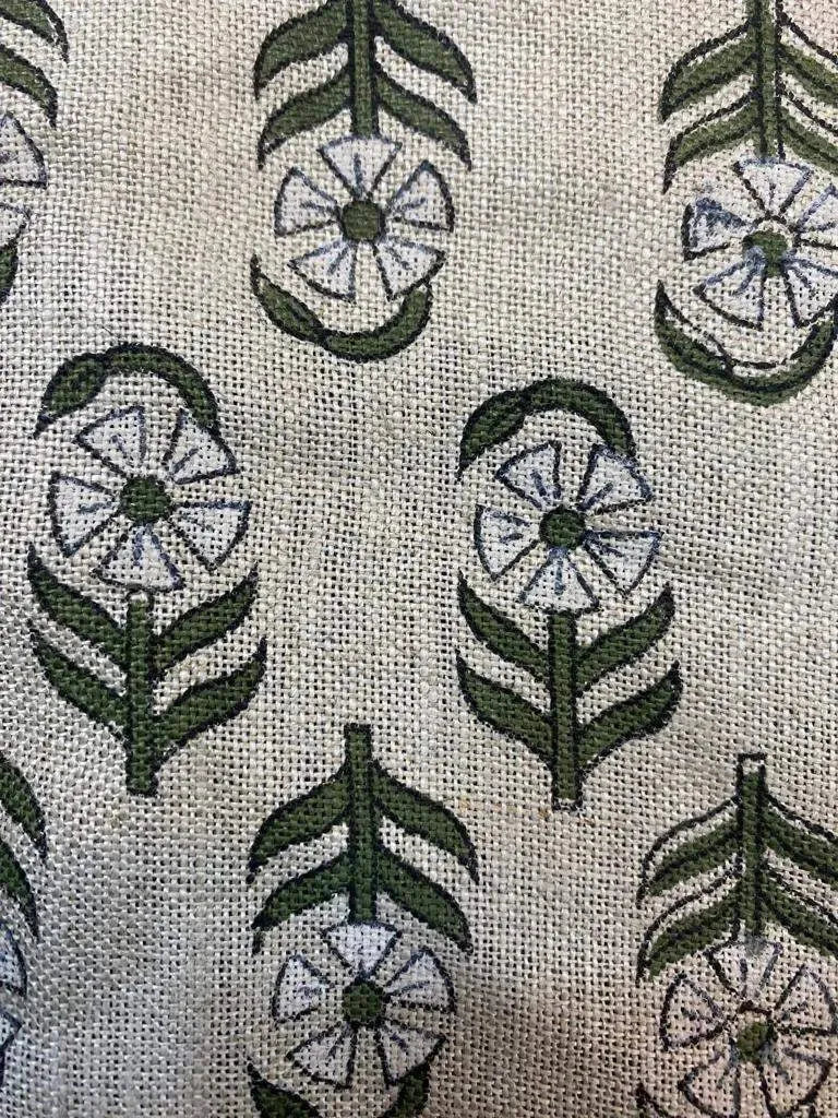 Yavelle Block Print Handloom Linen Fabric