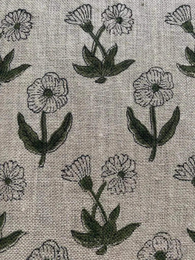 Pintrix Block Print Handloom Linen Fabric