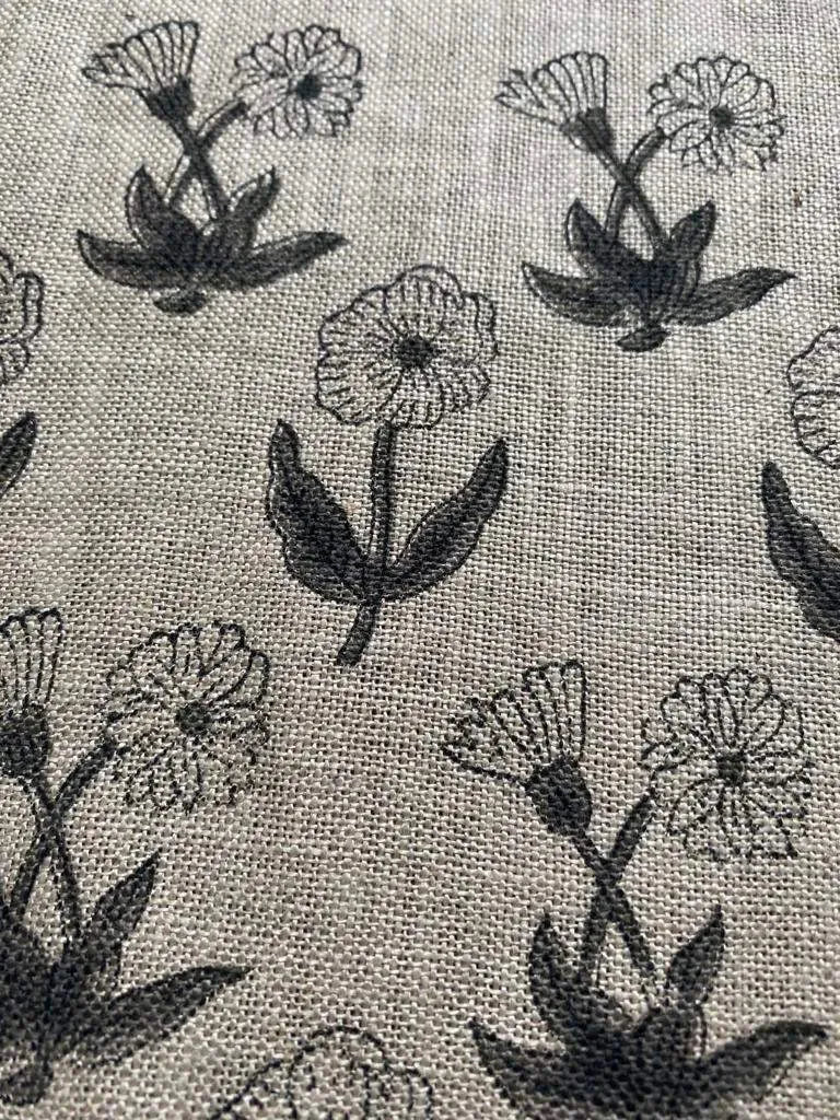 Priva Block Print Handloom Linen Fabric