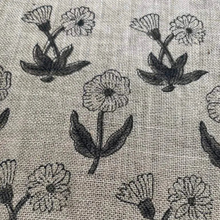 Wrylor Floral Block Print Linen Fabric