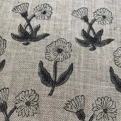 Wrylor Floral Block Print Linen Fabric