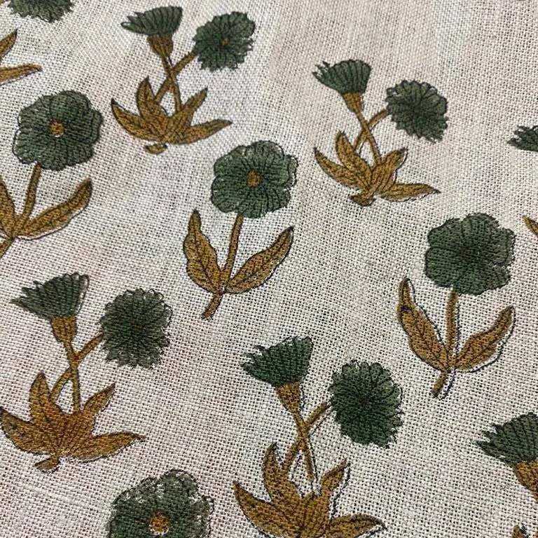 Linen fabric, Fabric by yard, Hand printed fabric, Block Print Fabric, Indian Fabric