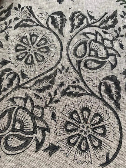 Heavy linen fabric designer Indian hand block print heavy fabric pillowcases thick linen upholstery block printing art table cover,Curtains - Maple Village Lane