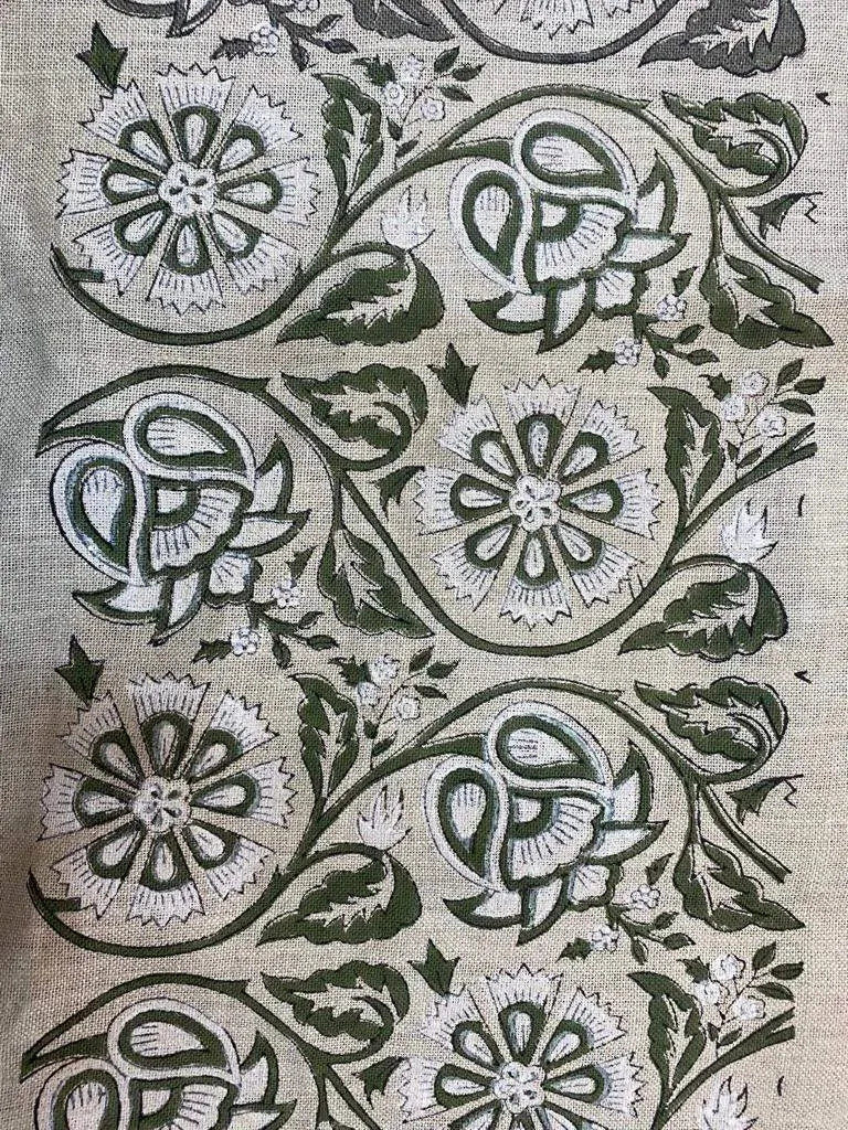 Delvia Block Print Handloom Linen Fabric
