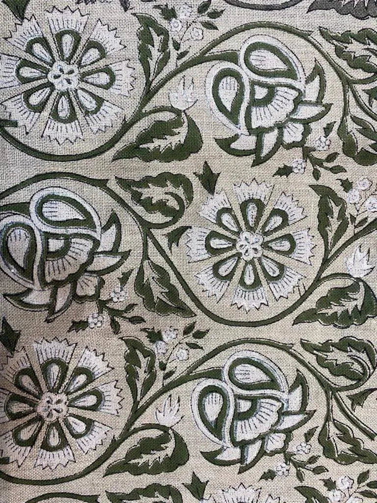 Delvia Block Print Handloom Linen Fabric