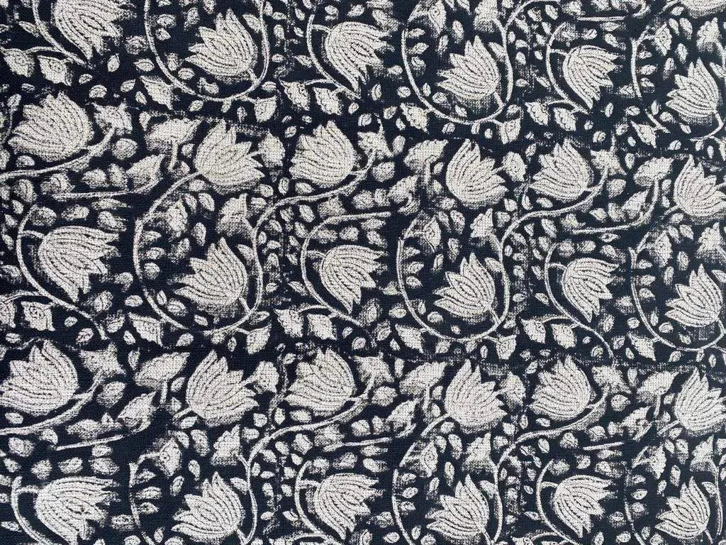 Zorena Block Print Handloom Linen Fabric